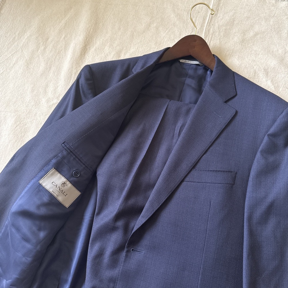 Men's Canali 1934 Stretch Suit 34 50 7R (40) US Blue Wool 35x30 Pants Worn Once